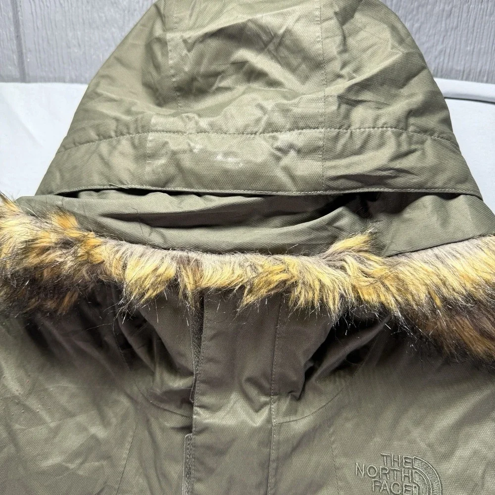 The North Face Parka Jacket Youth Girls Medium Hooded Fur Trim Goose Down Zip